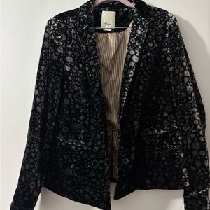 Elevenses Black and Cream Patterned Blazer